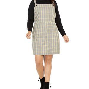 BEBOP Women's Yellow Tartan Plaid Spaghetti Strap Short Sheath Dress Size 3X Jr.